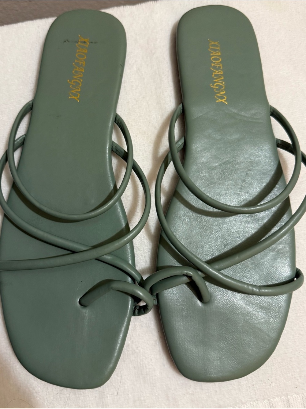 Strappy Olive Green Flat Sandals for Women NWOT